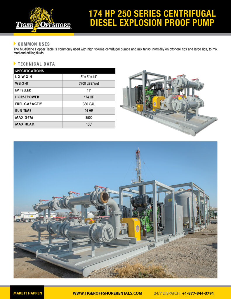 174 HP 250 Series Centrifugal Diesel Explosion Proof Pump