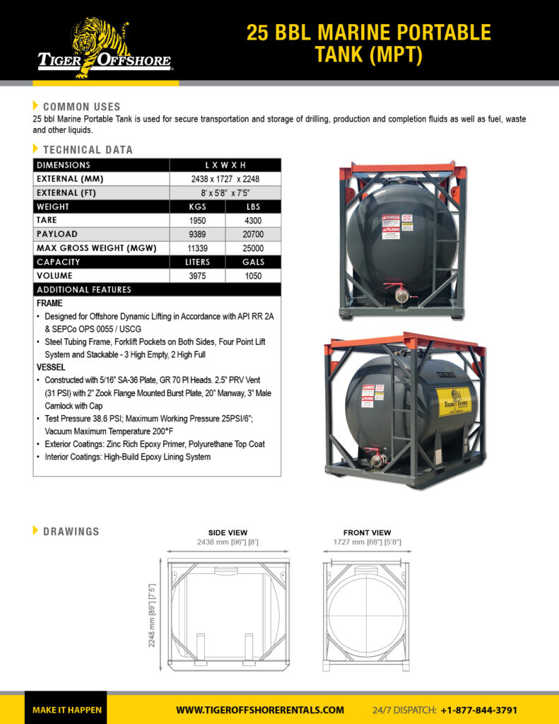 25 BBL Marine Portable Tank (MPT)