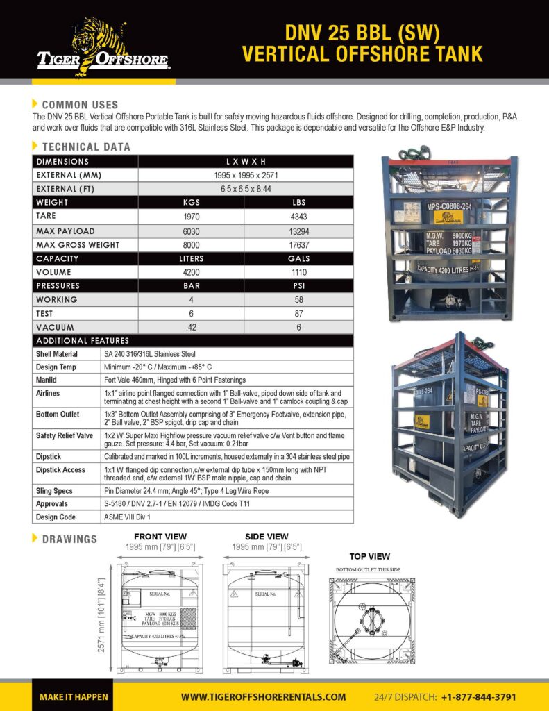 DNV 25bbl SW Vertical Offshore Tank_Specification_Sheeet