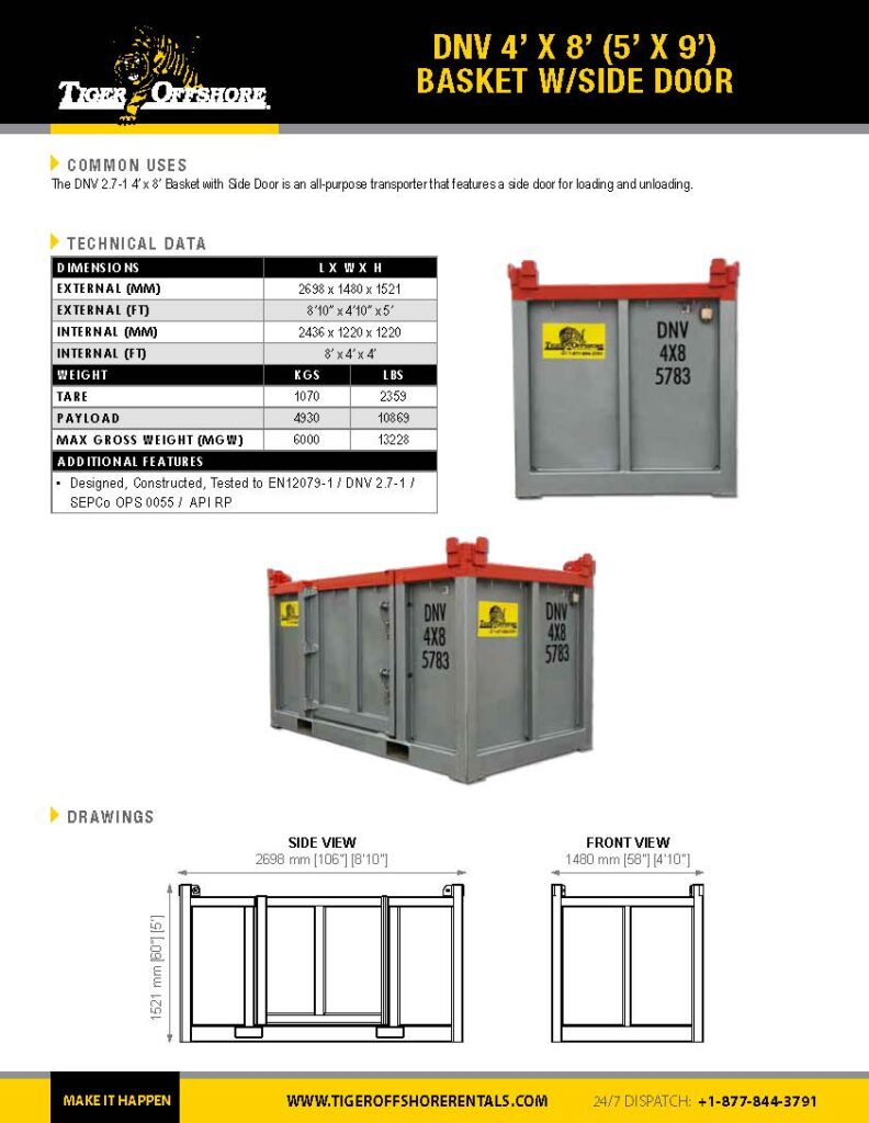 DNV 4'x8' 5'x9' Basket with Side Door