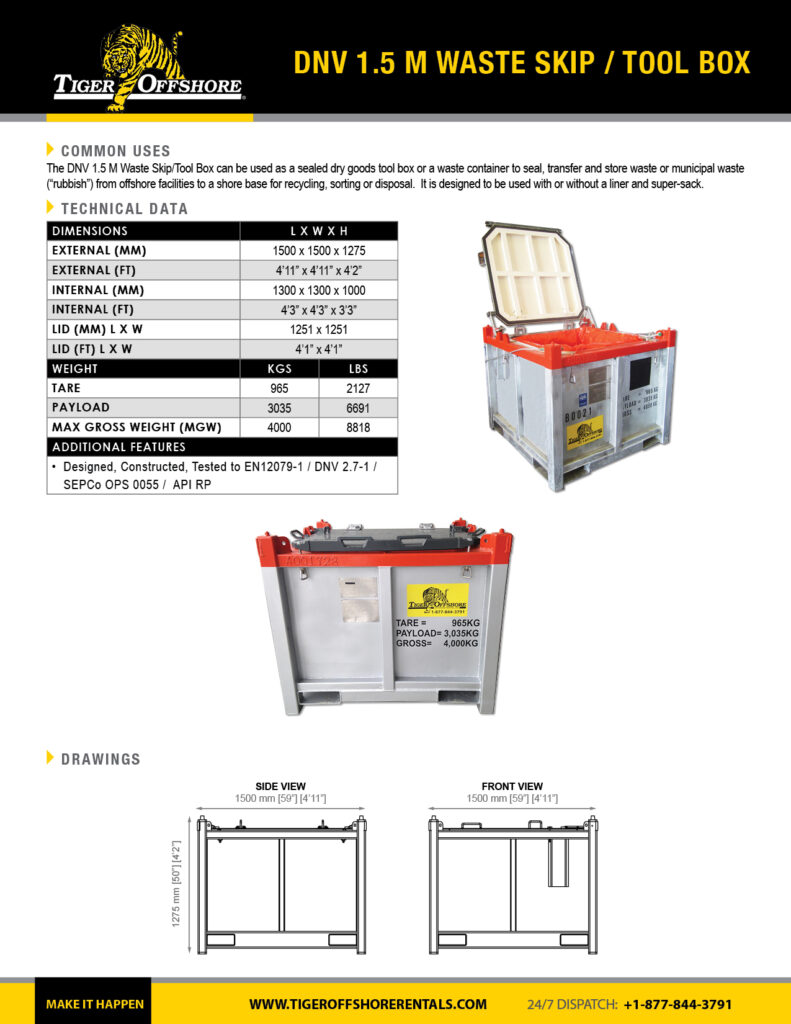 DNV 1.5 M Waste Skip / Tool Box