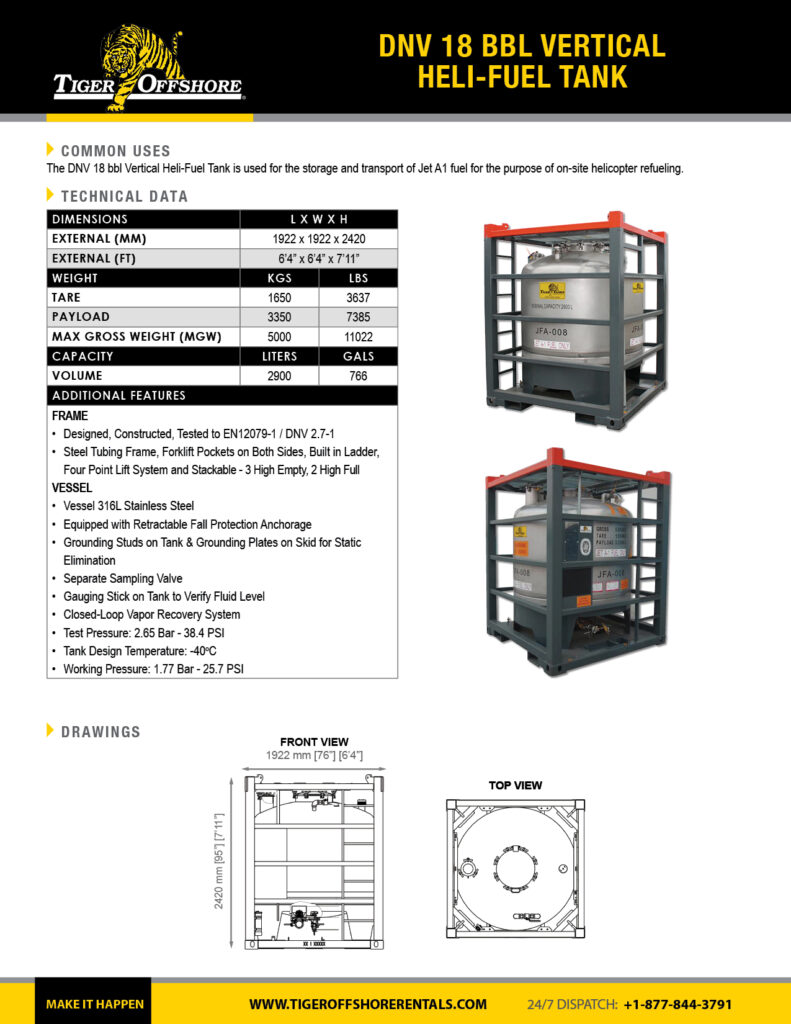 DNV 18 bbl Vertical Heli-Fuel Tank