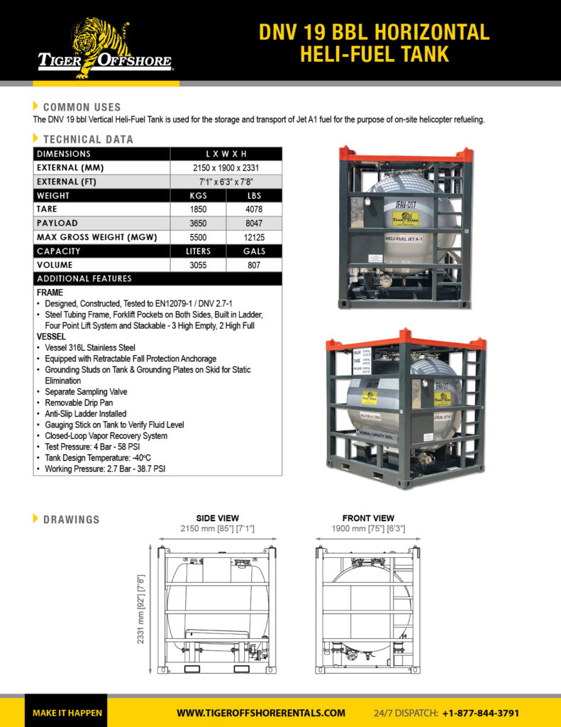DNV 19 BBL HORIZONTAL HELI-FUEL TANK