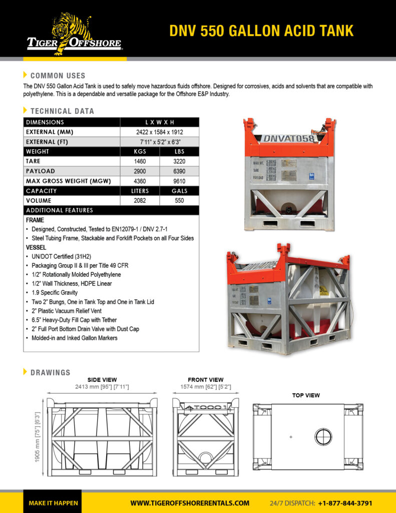 DNV 550 GALLON ACID TANK