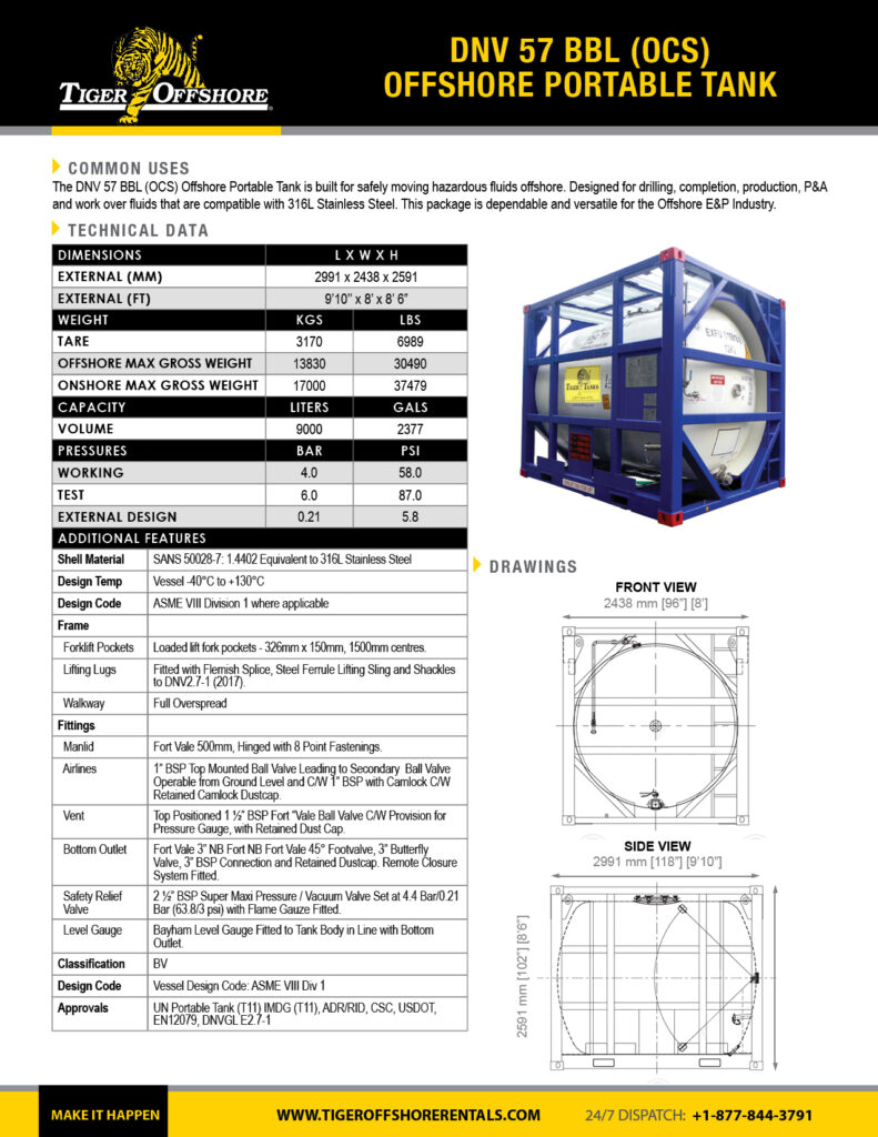 DNV 57 bbl (OCS) Offshore Portable Tank