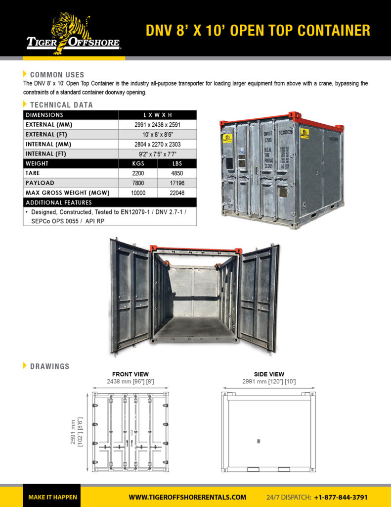 DNV 8' x 10' Open Top Container