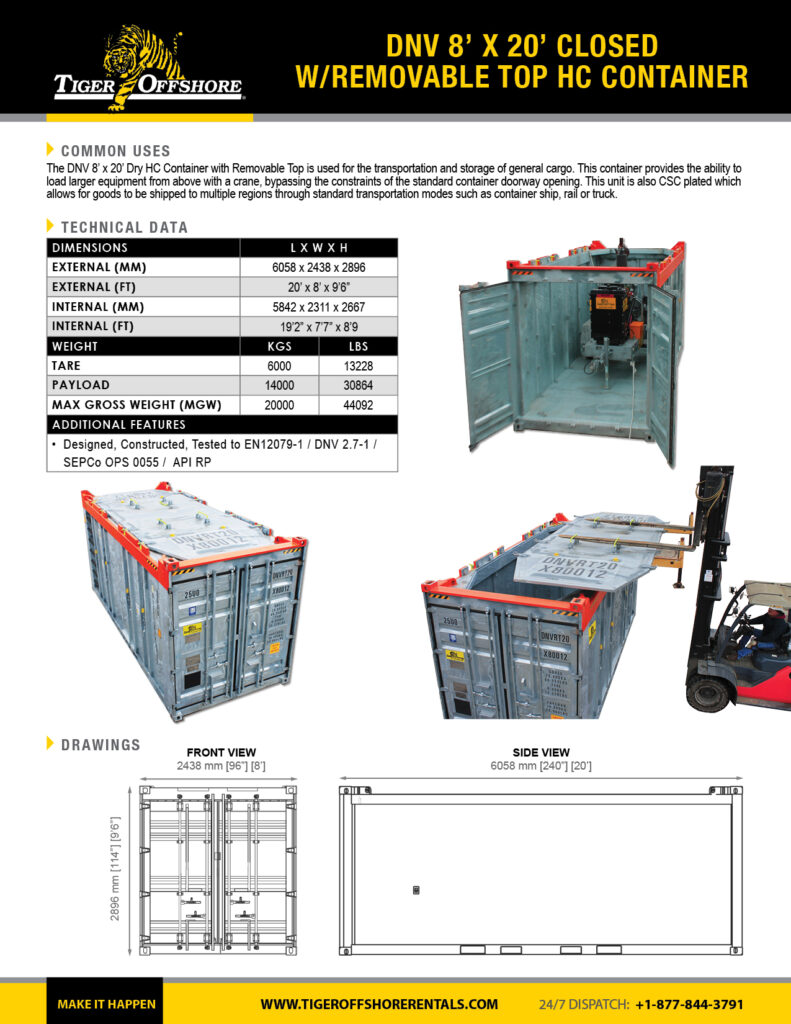 DNV_8x20_Closed_with_Removeable_Top_HC_Container