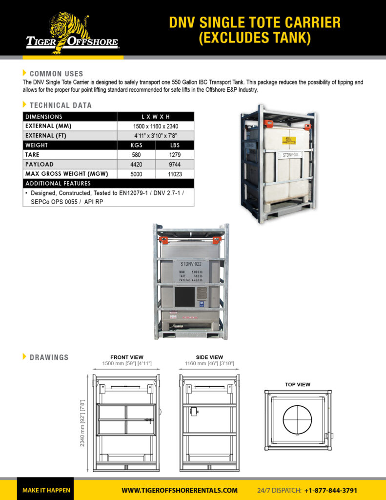 DNV Single Tote Carrier (Excludes Tank)
