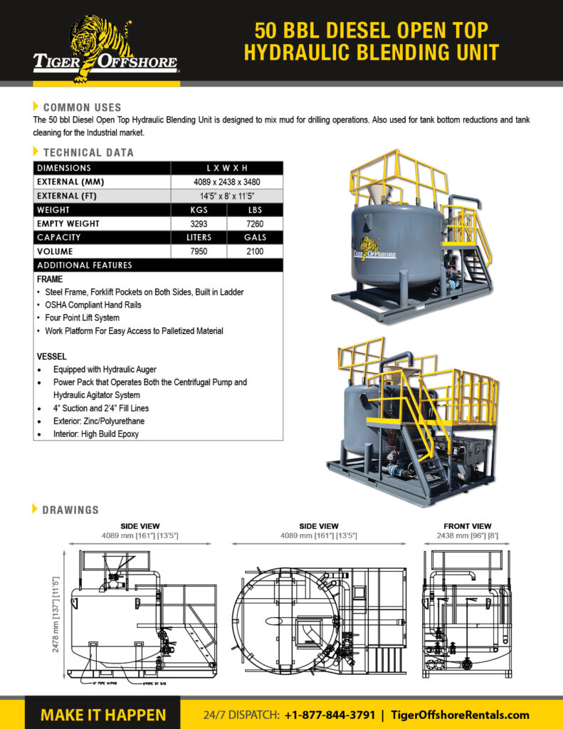 50 bbl Diesel Open Top Hydraulic Blending Unit