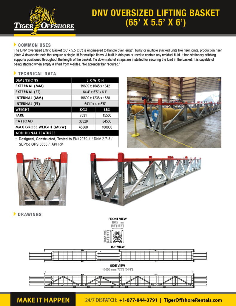 DNV Oversized Lifting Basket 65x5.5x6