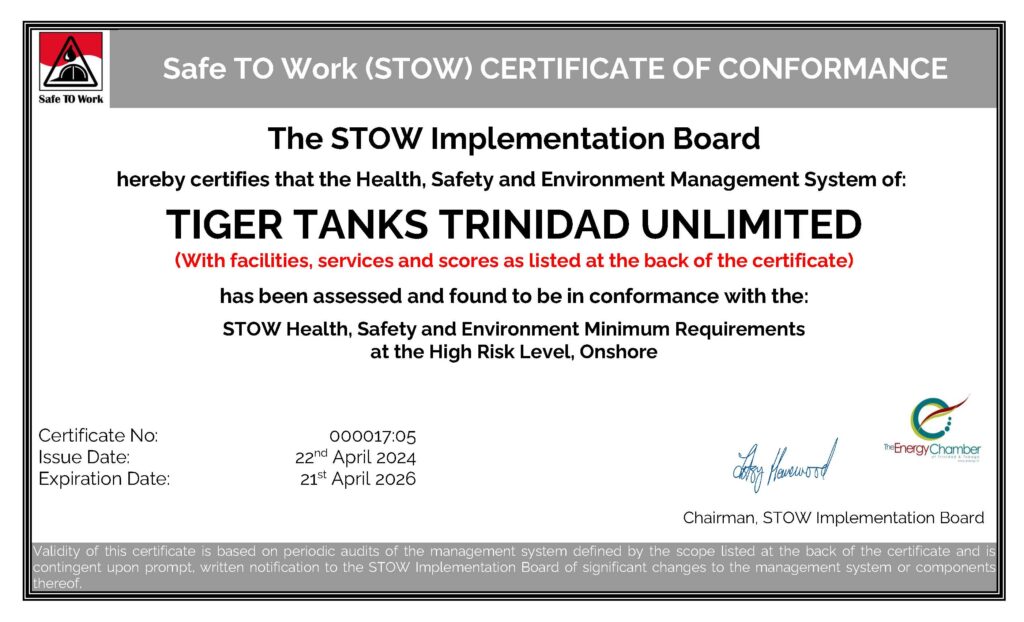 Trinidad STOW Certification